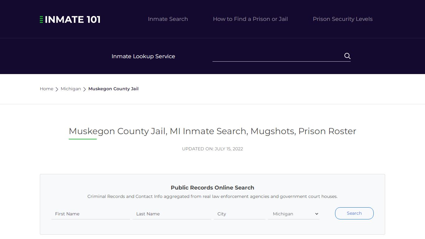 Muskegon County Jail, MI Inmate Search, Mugshots, Prison ...